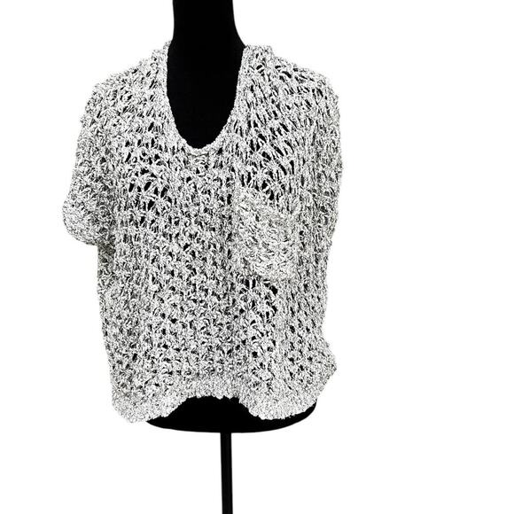 POL open weave, oversized crew neck, cropped sleeveless sweater, women's size S - Picture 1 of 9